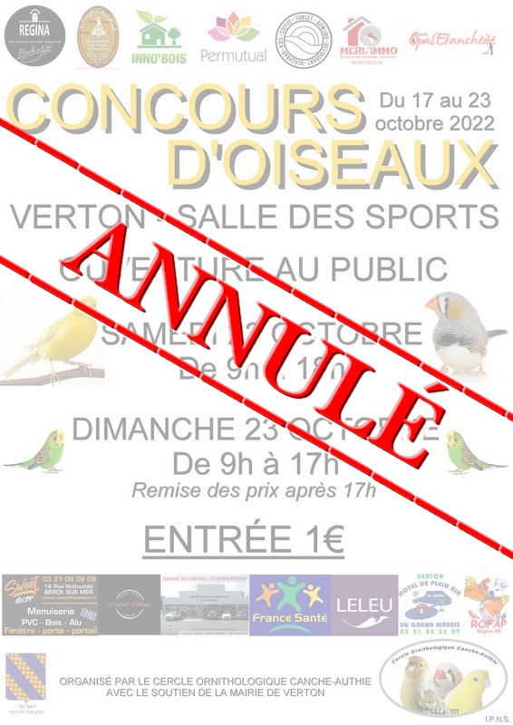 Affiche Concours Oiseaux 2022 annulé